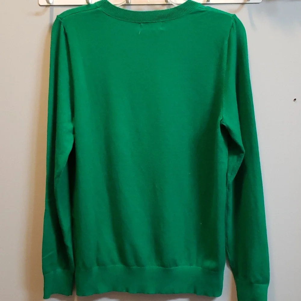 Victoria Harbour Kelly Green Sweater with Sequined Pumpkins and Candy Corn - Picture 5 of 7